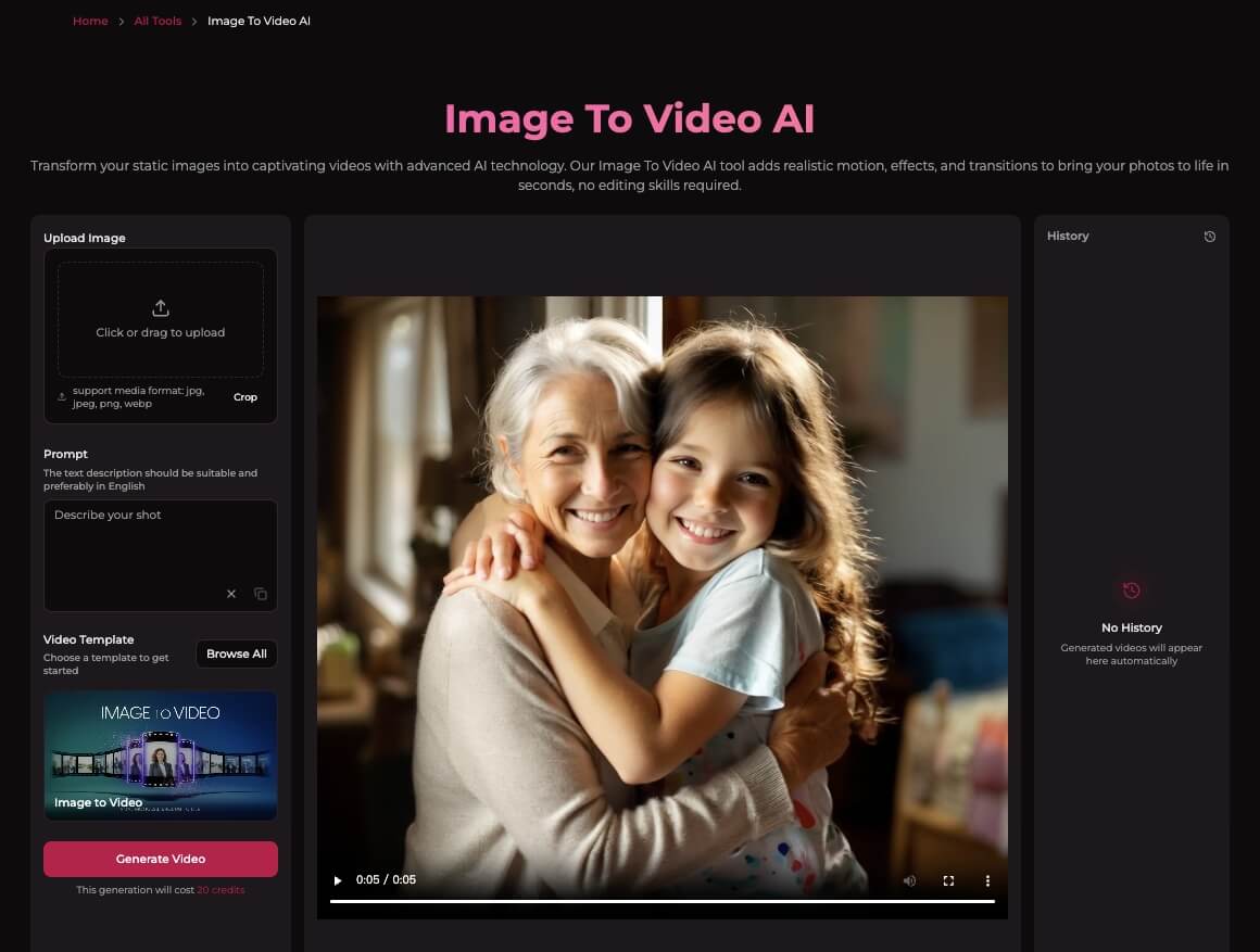 Wan AI Image to Video Generator Interface