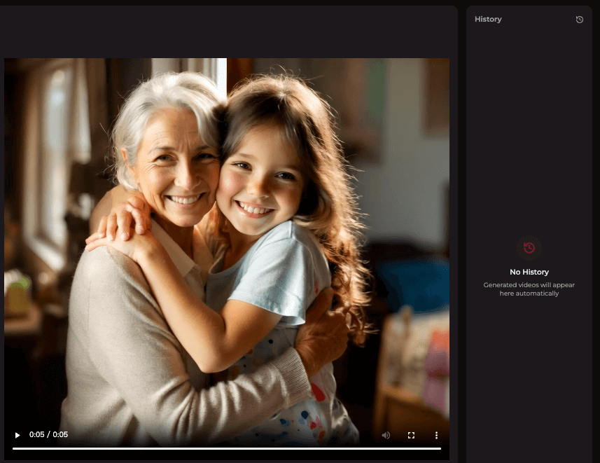 View your generated hug video and history